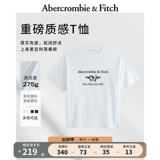 ABERCROMBIE & FITCH男装女装装 24春夏小麋鹿舒适圆领T恤 358443-1 白色 XXL (185/124A)