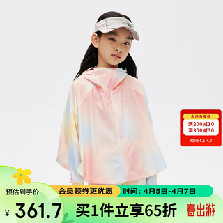 Annil 安奈儿 童装男童女童外套2024夏防晒运动弹力吸湿快干上衣 粉蓝花 160