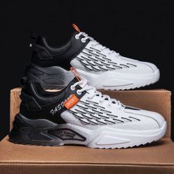 莫诗尼男鞋夏季新款透气网面运动鞋男韩版百搭小白鞋厚底飞织跑步老爹