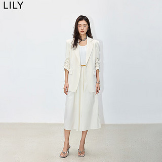 LILY2024夏女装气质通勤款设计感都市一粒扣修身休闲西装外套 601白色 L