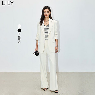 LILY2024夏女装气质通勤款设计感都市一粒扣修身休闲西装外套 601白色 L