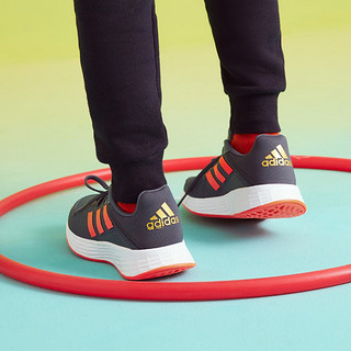 adidas 阿迪达斯 DURAMO SL K网面跑步运动鞋男小童儿童阿迪达斯官方轻运动 深灰色/红 35.5