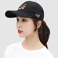GLO-STORY 棒球帽男女 韩版小清新时尚潮流鸭舌帽男刺绣运动遮阳帽 黑色