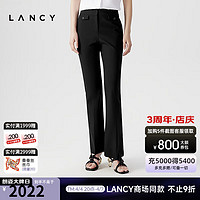 朗姿/LANCY2024夏季黑色修身显瘦直筒西装裤女士高腰通勤裤子 夜幕黑色2 3XL