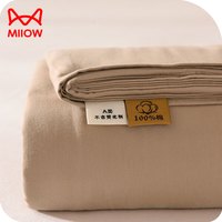 猫人（MiiOW）A类纯色磨毛床单单件纯棉100全棉榻榻米家用加厚炕单单双人套件三 奶油小麦【A类100%加厚新疆棉】 270x245cm单床单【适合2.0m床】