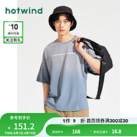 热风（Hotwind）短袖t恤男2024年夏季男士潮流渐变印花休闲宽松亲肤透气短T恤 06兰色 S