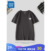 真维斯男装上衣 2024春季圆领印花薄款套头打底衫男纯棉短TKC 深灰2040 190/108B/XXXL