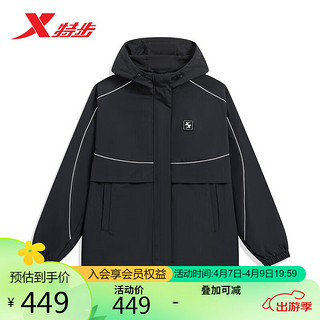 XTEP 特步 外套风衣双层运动外出上衣976127150516 正黑色 L