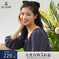 E·LAND 衣恋 Eland衣恋甜美温柔气质田园风碎花收腰连衣裙女春季新款