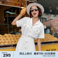 伊芙丽（eifini）伊芙丽法式气质田园风V领短袖衬衫上衣女2024夏装 本白色 衬衫 160/84A/M