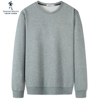 与狼共舞【通勤】刺绣卫衣男圆领2024春季宽松套头男装上衣3037 中灰003 180/96A/XL