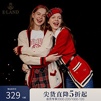 E·LAND 衣恋 Eland衣恋麻花针织开衫女柯基刺绣毛衣宽松上衣春秋新款