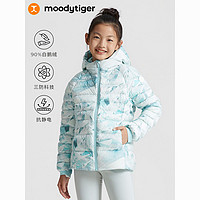 百亿补贴：moodytiger 儿童羽绒服女童23年冬季新款印花三防保暖运动鹅绒服