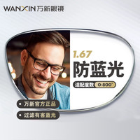WANXIN万新近视眼镜超轻半框商务眼镜框男防蓝光眼镜可配度数 配万新1.60较薄防蓝光树脂镜片