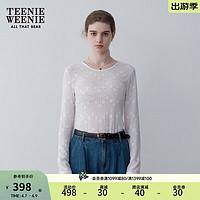 Teenie Weenie小熊女装2024夏装肌理感蕾丝花朵长袖T恤打底衣 象牙白 165/M