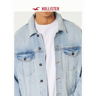 HOLLISTER24春夏短款浅色宽松牛仔机车夹克外套 男 358276-1 浅色水洗 XXL (185/124A)