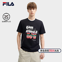 FILA 斐乐 官方男子运动短袖T2024夏季新款趣味刺绣舒适纯棉T恤男