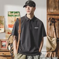 WEISSVEYRON美式重磅纯棉白色POLO衫男短袖夏季大码高端半袖衫潮牌宽松男上衣 深灰色 2XL