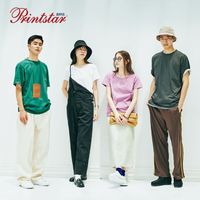 Printstar 品时达 日系全棉纯色短袖情侣圆领打底衫t恤半袖男无缝桶织工艺
