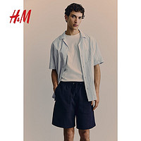 H&M2024夏季男装标准版型短卫裤1232513 海军蓝 165/72