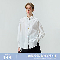 范思蓝恩 23FS13082法式设计感撞色扣小众长袖衬衫，通勤简约衬衣女 白色 M