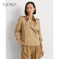 LAUREN RALPH LAUREN 拉夫劳伦 女装 24年春双排扣斜纹棉布短款风衣RL61951 270-桦树棕 0