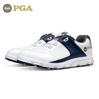PGA 高尔夫男士球鞋 透气鞋子 防侧滑鞋钉男鞋 旋转鞋带 PGA 301025-白深蓝 42码