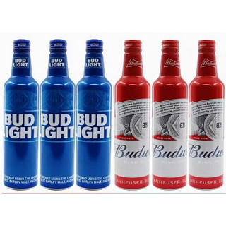 临期品：Budweiser 百威 铝瓶组 473ml 6瓶 蓝铝+红铝 到7月