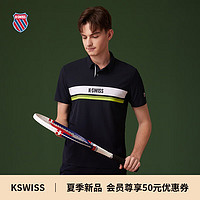 K·SWISS 盖世威（K·SWISS）男POLO衫 24春季 轻奢透气休闲T恤短袖1010028 495深靛蓝 L