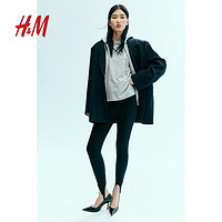 H&M 女装T恤2024春季简约休闲时尚圆领短袖上衣内搭0963662 混浅灰色097 165/96A