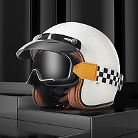 MOTUL 摩特 3C认证玻璃钢四季复古哈雷摩托车头盔机车半盔电动车 XL 哑黑
