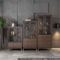 松闲 酒柜 北欧简约家用玻璃门小酒柜小户型客厅一体靠墙收纳柜子 单抽屉酒柜