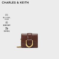CHARLES & KEITH CHARLES&KEITH;复古马蹄扣迷你Gabine零钱包小包女CK6-50840489 Chocolate巧克力色 1个