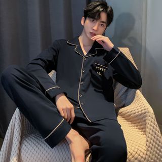 俏丽雅（qiaoliya）纯棉睡衣男士春秋款100全棉长袖薄款大码外穿男款夏季家居服 SPZ#灰色纯棉 【男士套装】 L 【90-120斤】