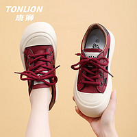 唐狮（TonLion）女鞋春夏季鞋子女厚底板鞋女款镂空透气洞洞鞋女士小白鞋 红色 35 35码