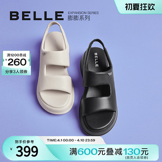 BeLLE 百丽 厚底运动凉鞋女鞋2023夏季新款黑色鞋子休闲凉鞋Z3Y1DBL3