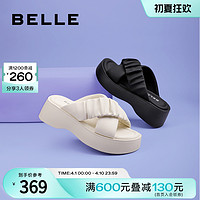 BeLLE 百丽 交叉带夏季新款可外穿女鞋子厚底一脚蹬拖鞋B1292BT3