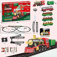 镘卡 儿童火车玩具   复古大号火车2+5节车厢+场景人物  普通版-自备电池