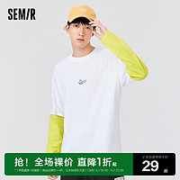 Semir 森马 长袖t恤男撞色假两件上衣春秋赛车印花宽松纯棉T恤衫新款