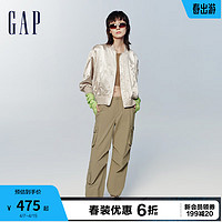 Gap 盖璞 女装春季2024复古宽松棒球服夹克时尚洋气搭配外套874491 金箔色 165/84A(M) 亚洲尺码