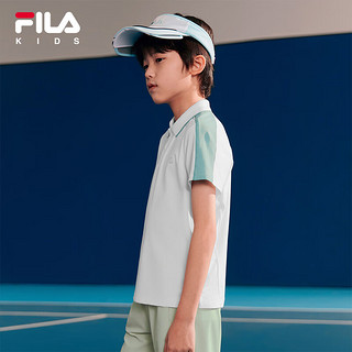 FILA 斐乐 儿童童装2024夏季中大童男童POLO领短袖T恤夏装上衣 标准白-WT 170cm