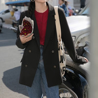 翊尚美小西装外套女春季设计感垫肩休闲小西服韩版上衣小个子女装外套 粉色
