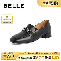 BeLLE 百丽 扣饰乐福鞋女新商场同款羊皮优雅单鞋3E7E8AA3 黑色 37