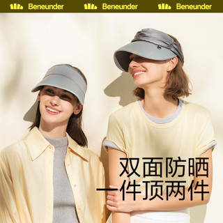 Beneunder 蕉下 女士夏季双面防晒空顶太阳帽 青木灰-浅羽灰