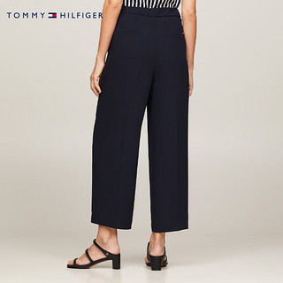 TOMMY HILFIGER24春季女装简约一字袋垂顺挺括暗襟宽松休闲裤41908 藏青色DW5 32