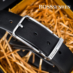 博斯绅威皮带_BOSS SUNWEN 博斯绅威 BOSSSUNWEN男士皮带男腰带头层牛皮自动扣裤带男士商务高档皮带腰带礼盒115多少钱-什么值得买