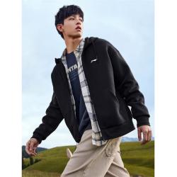 lining李宁休闲外套男款秋冬新款开衫连帽卫衣加绒保暖男士运动上衣