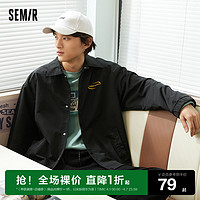 Semir 森马 外套男春季时尚宽松字母图案男士休闲翻领衬衫夹克潮新款