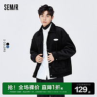 Semir 森马 外套男冬季夹克宽松加绒港风灯芯绒质感工装原创上衣新款