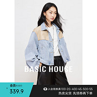 百家好（Basic House）Basic House/百家好牛仔拼接短外套女春季2024上衣洋气宽松 牛仔蓝 L